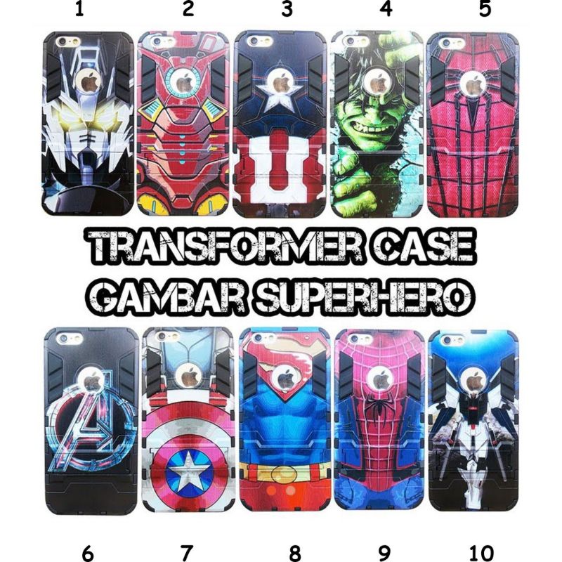 Case Transformer Gambar timbul Bisa Standing For Hp Iphone 5G 6+ 7G 8G 7+ 8+ Samsung A320 /A3 2017 A520 /A5 2017 A720 /A7 2017 J520 /J5 2017 J720 /J7 2017 Oppo F3+ Xiaomi Redmi 4Prime