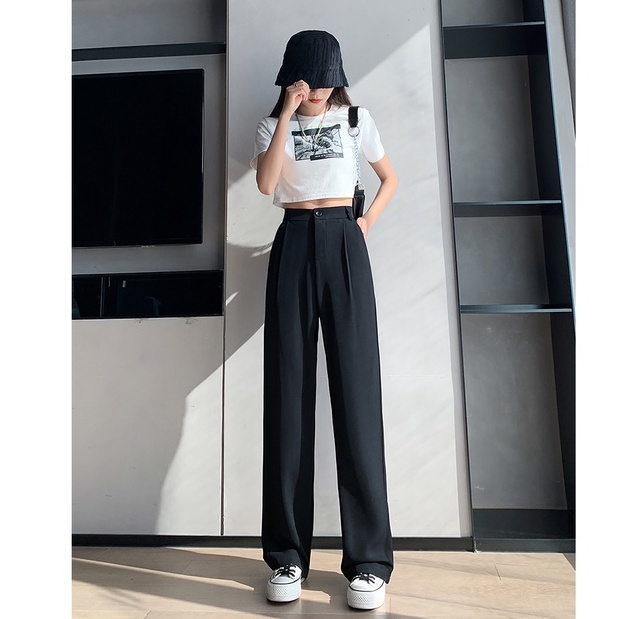 XIAOZHAINV Korea Casual Celana Panjang Straight Pants Wanita