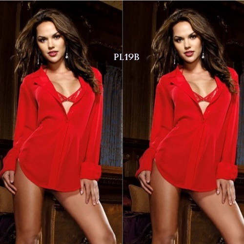 [PRODUK FAVORIT] BAJU TIDUR WANITA DEWASA KEMEJA TIDUR SEKSI PREMIUM MERAH PL19B