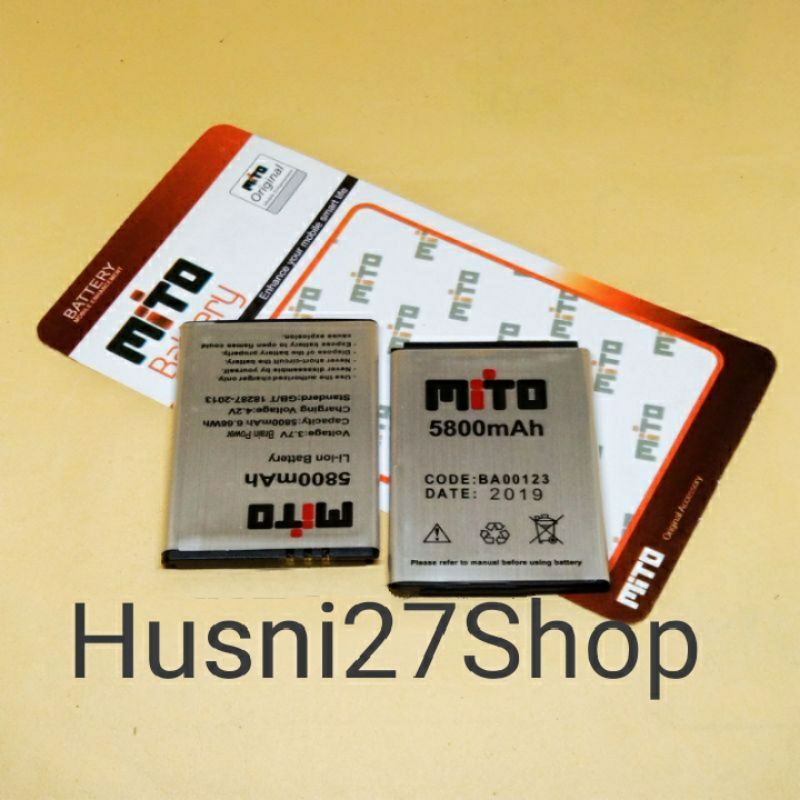 Batre Baterei Bt Battrey Baterai Mito A900/82+/82 plus Konektor jepit BA 00123 Original Batre Hp