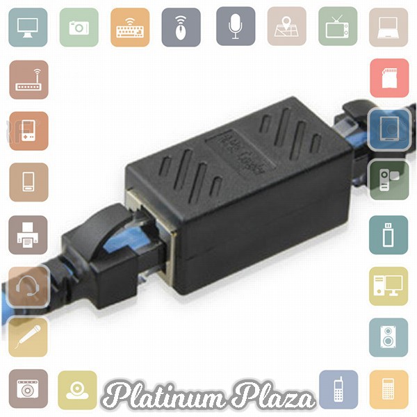 RJ45 Female to Female Cat6 Network LAN Extension Adapter Connector - Black`R0DG2J-