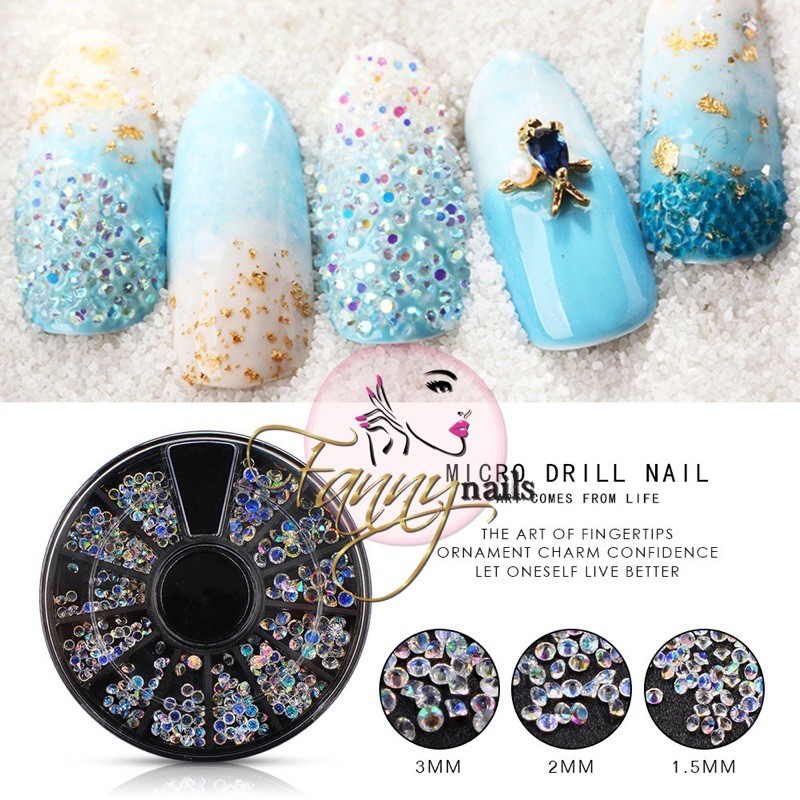 Micro drill swarovski crystal clear nail hiasan swarovski nail acc nailart seashell nail art