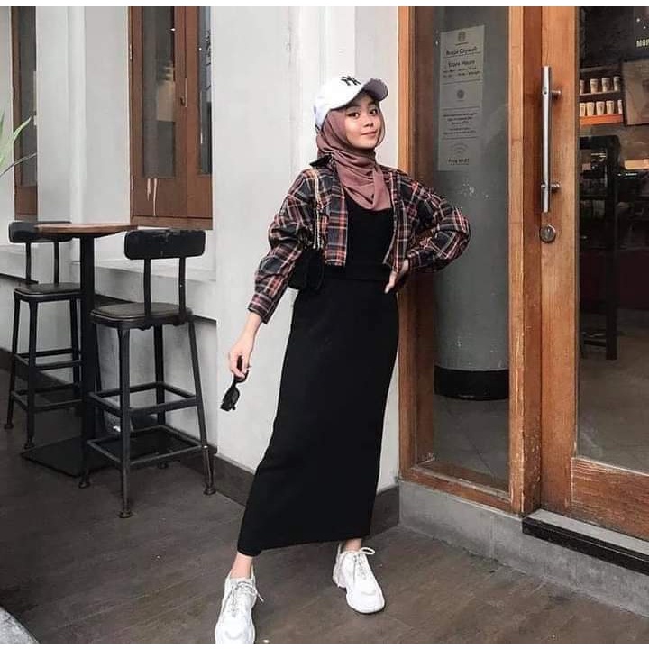 (COD) ONE SET DRESS IMPORT WANITA/ SETELAN KEMEJA WANITA/ ONE SET MAXY DRESS KEMEJA/  MAXI DRESS/ KOREAN DRESS/ LONG DRESS SET KEMEJA/ DRESS SLIM FIT/ DRESS SPAN POLOS/ STELAN INNER SPAN KEMEJA/ LAURA DRESS