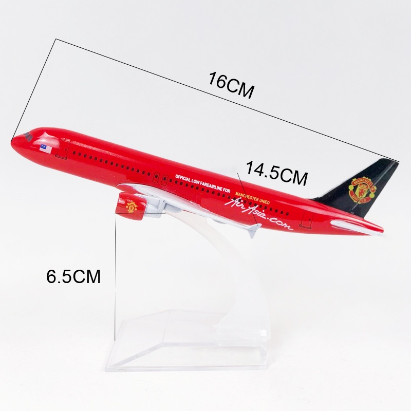 Miniatur Die Cast Airbus Manchester United A320 Bahan Metal Ukuran 16cm