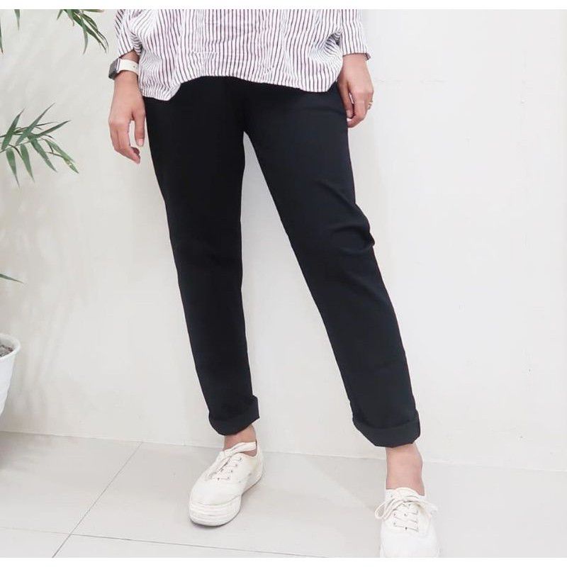 DHEZHE Baggy pants wanita katun celana panjang wanita celana kantor