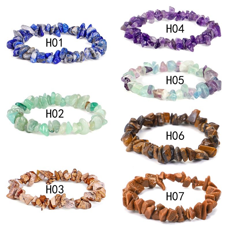 Irregular Natural Crystals Chakras Stone Bracelet Beads Bracelets Yellow Crystals Clear Crystals Aquamarines