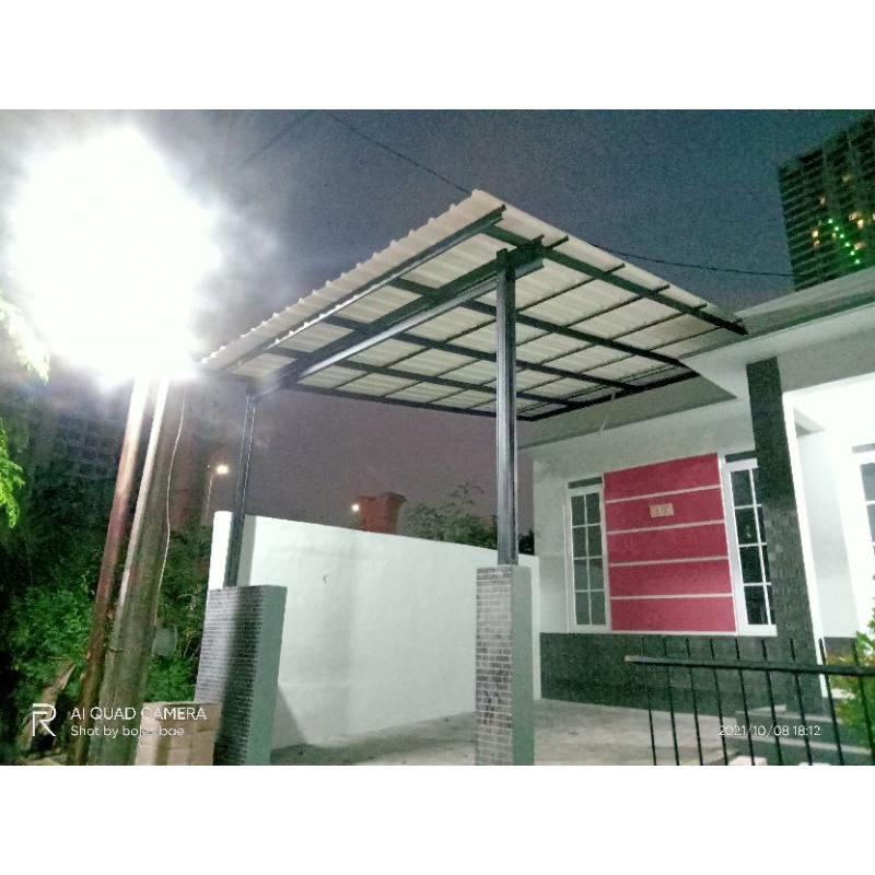 kanopi baja ringan atap alderon RS/singel player tiang dobbel