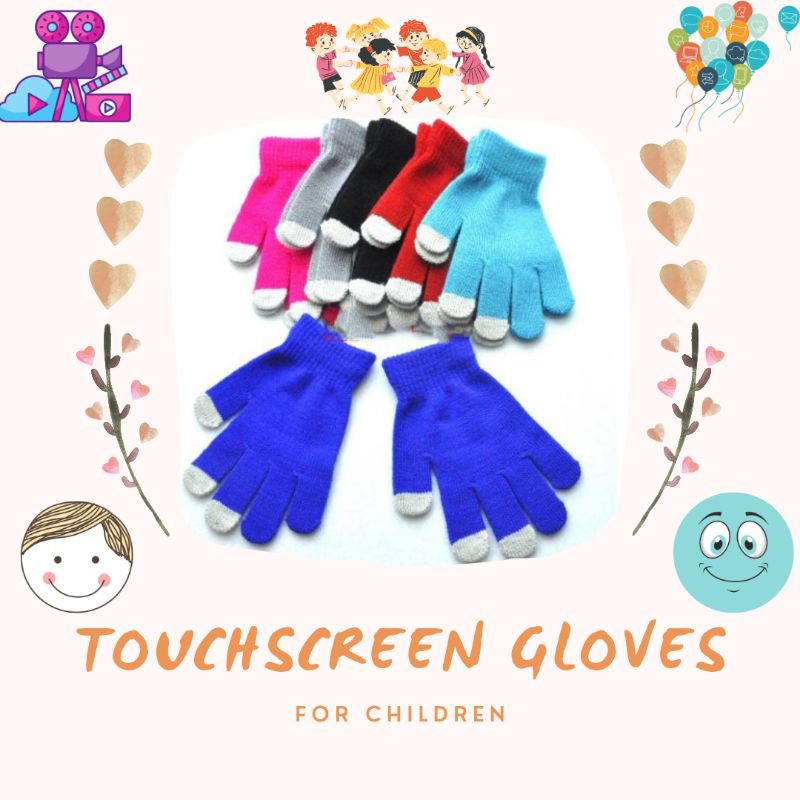 Sarung Tangan Anak Touch Screen Motif Polos