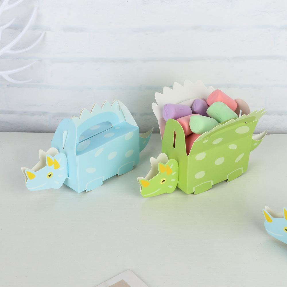 Solighter 10pcs Dinosaurus Cookie Box DIY Paper Box Kotak Hadiah Pesta Ulang Tahun Anak