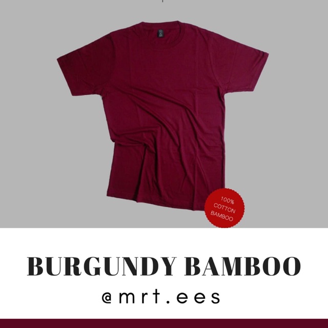 (Burgundy Cotton Bamboo 24S) Kaos Polos Lengan Pendek 100% Katun Bambu 24S