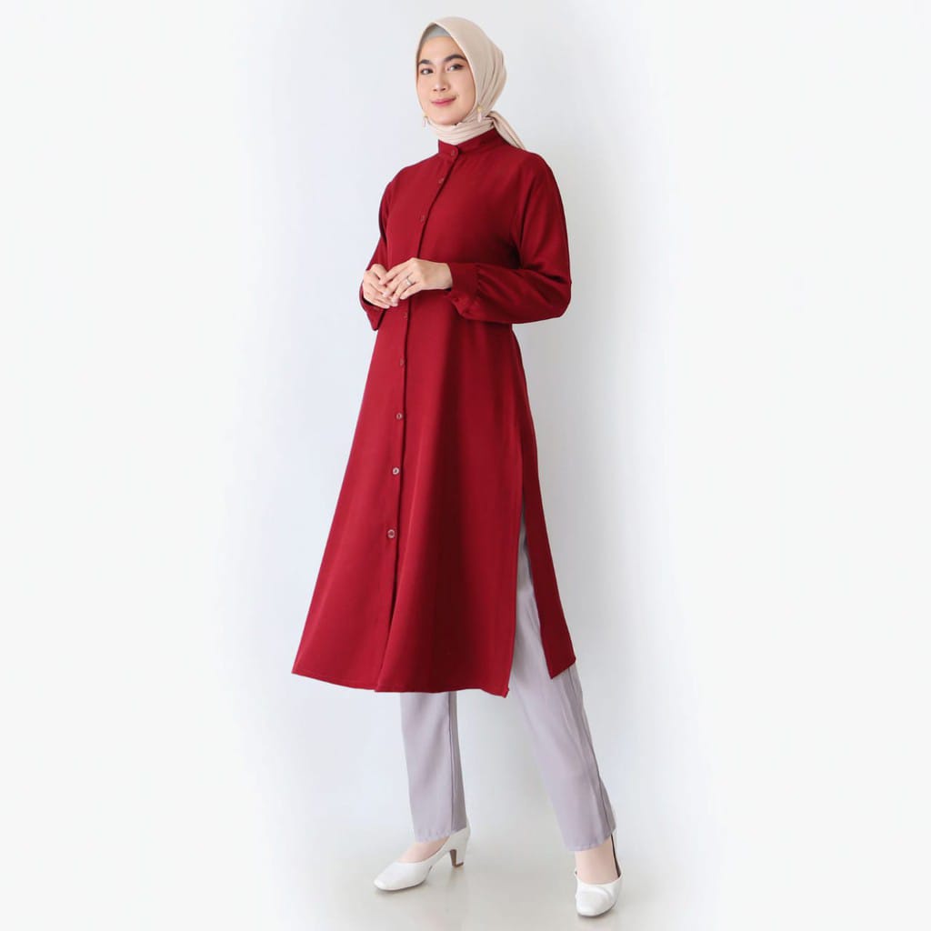 LONG TUNIK WANITA KANCING DEPAN 800 TERSEDIA SIZE M - XL