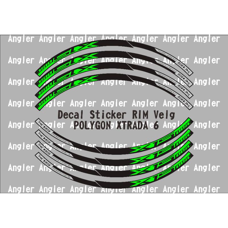 Decal sticker velg rim sepeda polygon xtrada 6 hijau