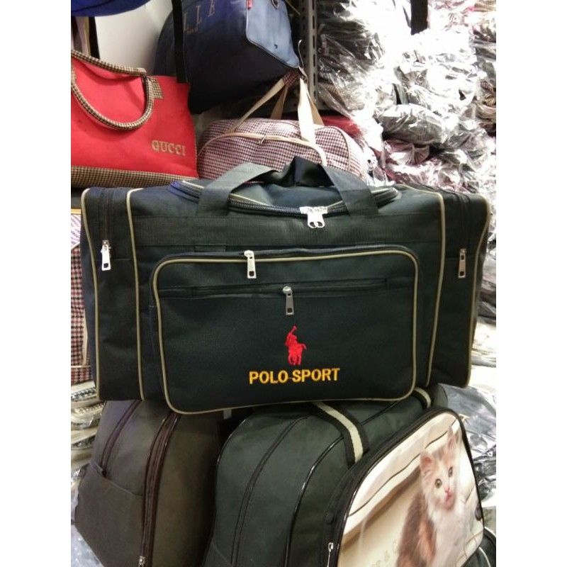 Tas pakaian Mudik Denim poloo sport travel bag multifungsi
