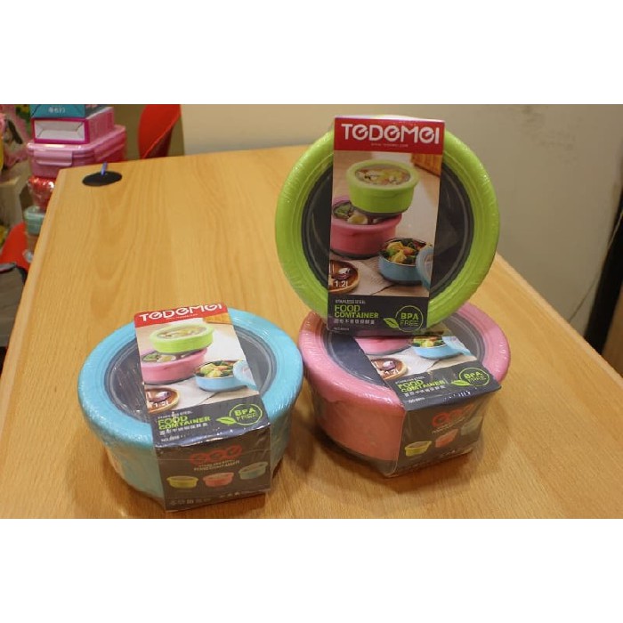 TEMPAT MAKAN OMPRENG LUNCH BOX KOTAK MAKAN TODOMOI 1200ML BULAT 6859