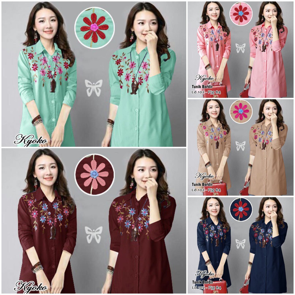 TERBARU Haniya Tunic Teen Tunik Remaja Brown L Kyoko Tunik Wanita fashion ied series lebaran 2022