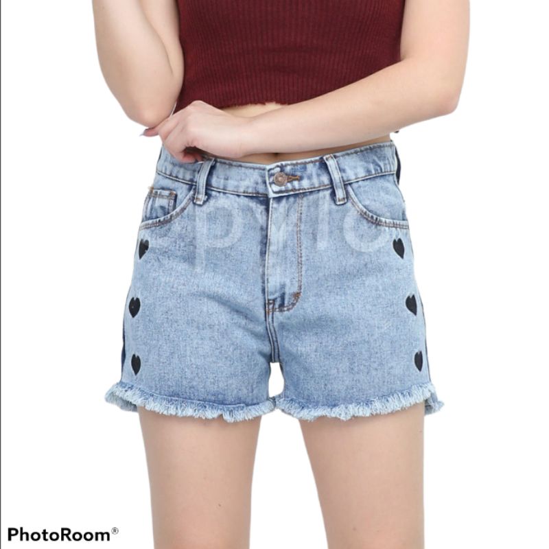 CELANA PENDEK JEANS LOVE RAWIS / CELANA JEANS PENDEK / CELANA RAWIS / CELANA PENDEK RAWIS / CELANA P