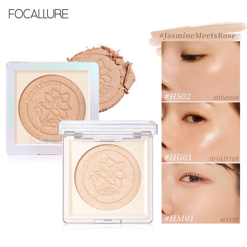 FOCALLURE Face Highlighter Glitter Glow bedak #JasmineMeetsRose FA234