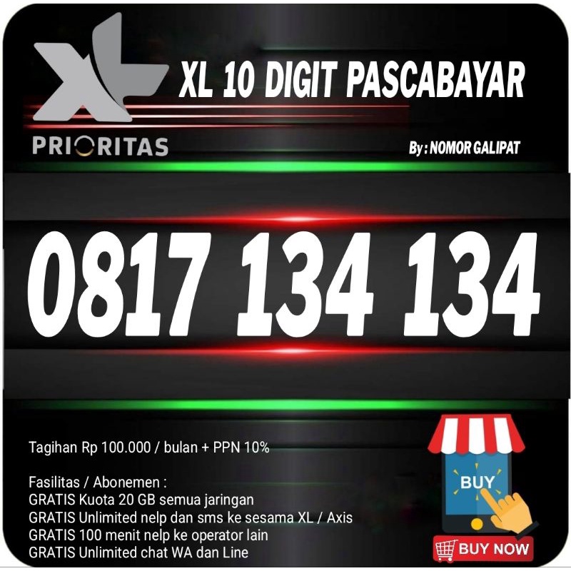 NOMOR CANTIK XL 10 DIGIT PRIORITAS PASCABAYAR SERIES ABC ABC  BOSS LEA 0817 134 134