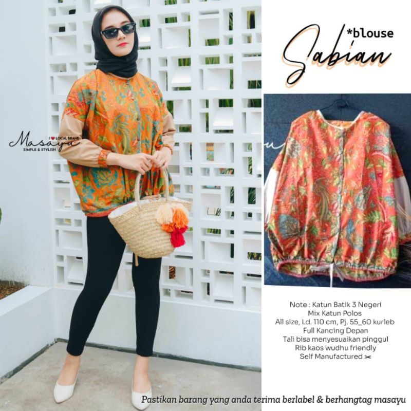 SABIAN BLOUSE BATIK ATASAN BATIK WANITA BATIK ASIMETRIS ORIGINAL MASAYU