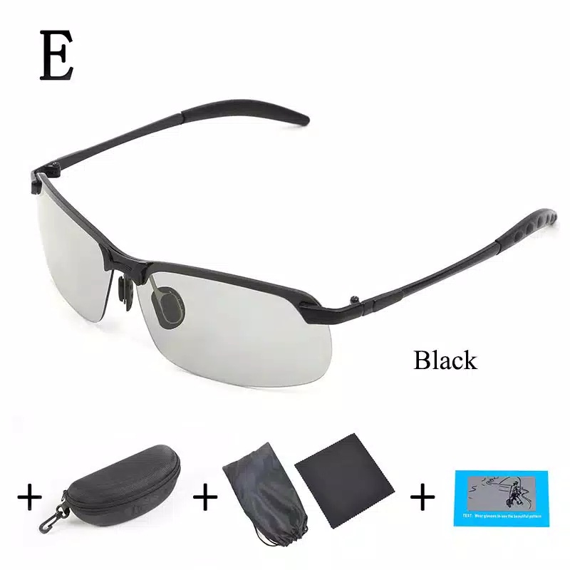 KLIKandPAY COD Kacamata Anti Silau Siang Dan Malam Sunglass Fotosensitif UV 400 Photochromic Polarized-Full Set