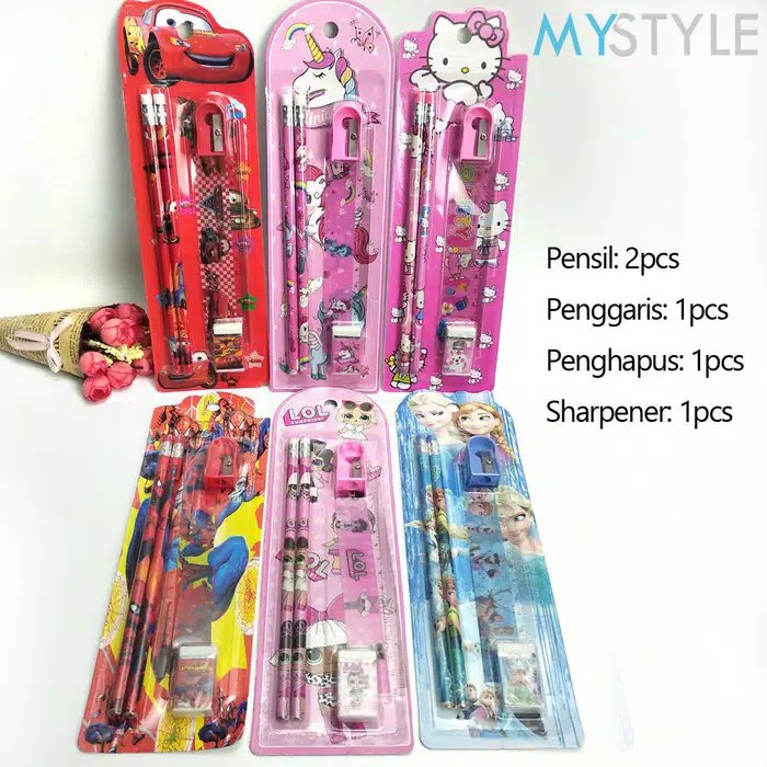 

PAKET ANAK SEKOLAH PENSIL 5IN1 MODEL KARAKTER ALAT TULIS / STATIONERY SET ANAK / STATIONERY SEKOLAH