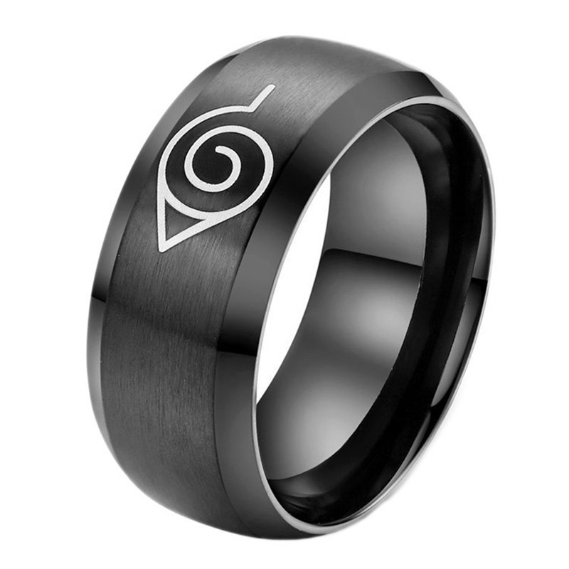 Anime Naruto Fashion Pattern Stainless Steel Ring Men's Punk Jewelry Fashion Accessory Size 7~13