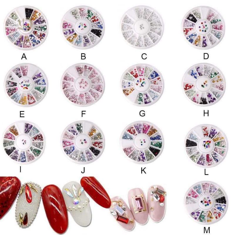 HIASAN KUKU MANIK WARNA WARNI 3D NAILART / HIASAN KUKU PALSU/3D NAILART