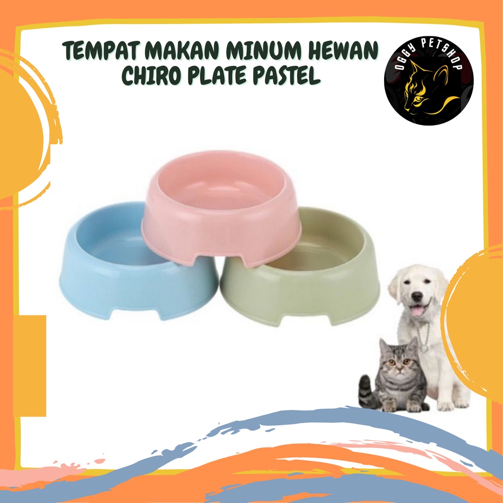 Tempat makan minum kecil anjing kucing mp 72 chiro plate pastel