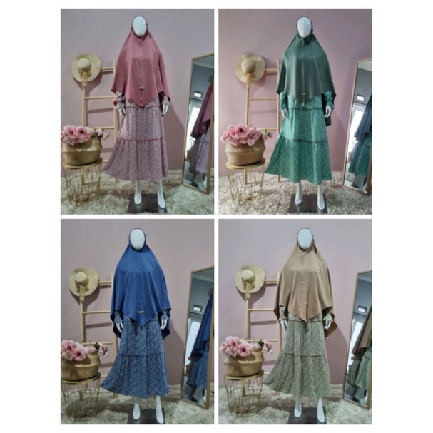 VIDYA SET BY GERAI MIKA / SET GAMIS MOTIF BUNGA / SET GAMIS RAYON PREMIUM