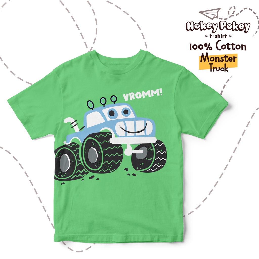 Baju Kaos T Shirt Anak Laki Laki Katun Combed Motif Moster Truck