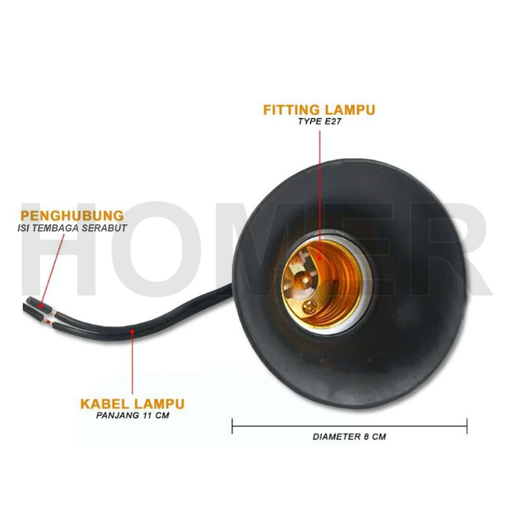 Fitting lampu Gantung Karet E27 Fitting Topi payung Karet Anti Air hujan Fitting Lampu outdoor