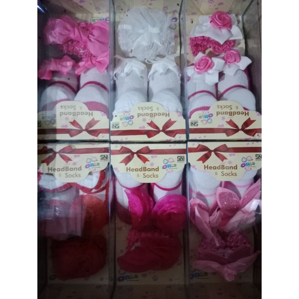 Kaos kaki set bandana/Kaos kaki bayi set/Headband &amp; socks