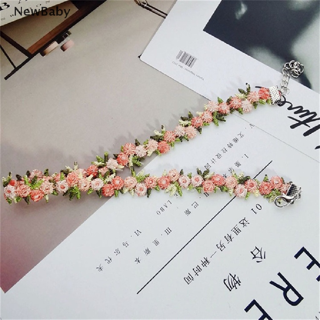 Kalung Choker Motif Bordir Bunga Romantis Untuk Wanita