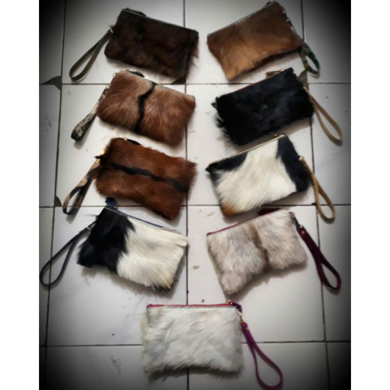 dompet koin bulu kulit kambing