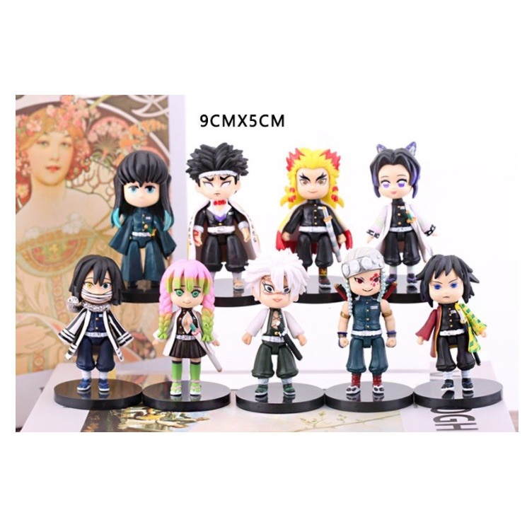 Mini Action Figure Cake Topper Kue Demon Slayer 1 Set isi 9