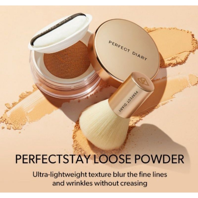 READY STOCK Perfect Diary Waterproof Loose Powder Bedak Set Weightless Soft-velvet Blurring.g