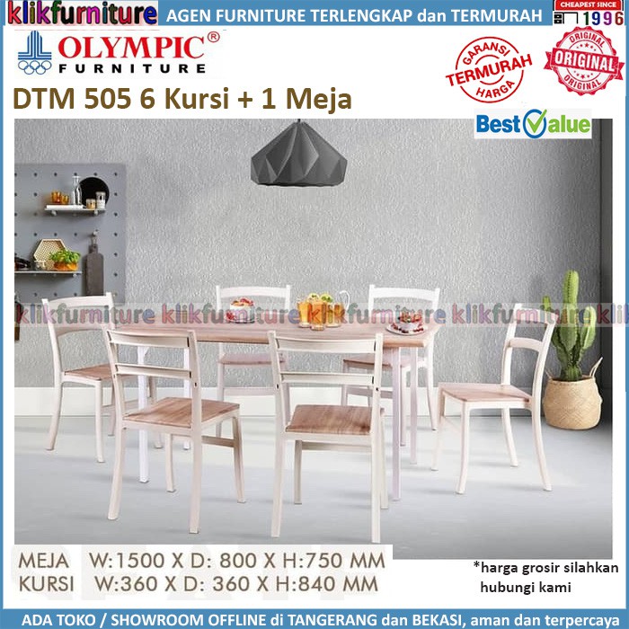DTM 505 PB Meja Makan Besi Minimalis 6 Kursi Olympic