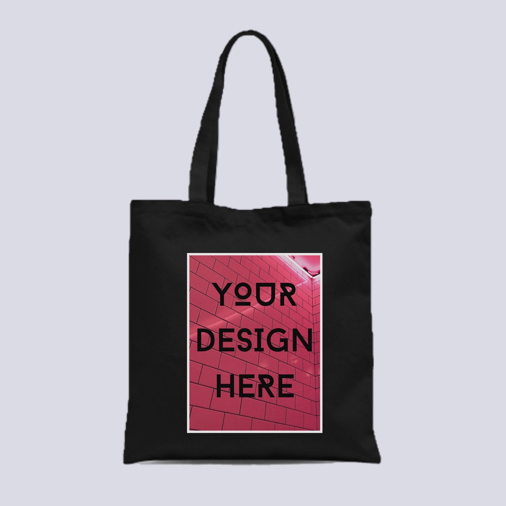  Totebag  Hitam  Custom  Bahan Kanvas Twill Resleting 