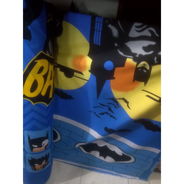 Bahan Kain Sprei Meteran Katun Microtex Disperse Motif Batman