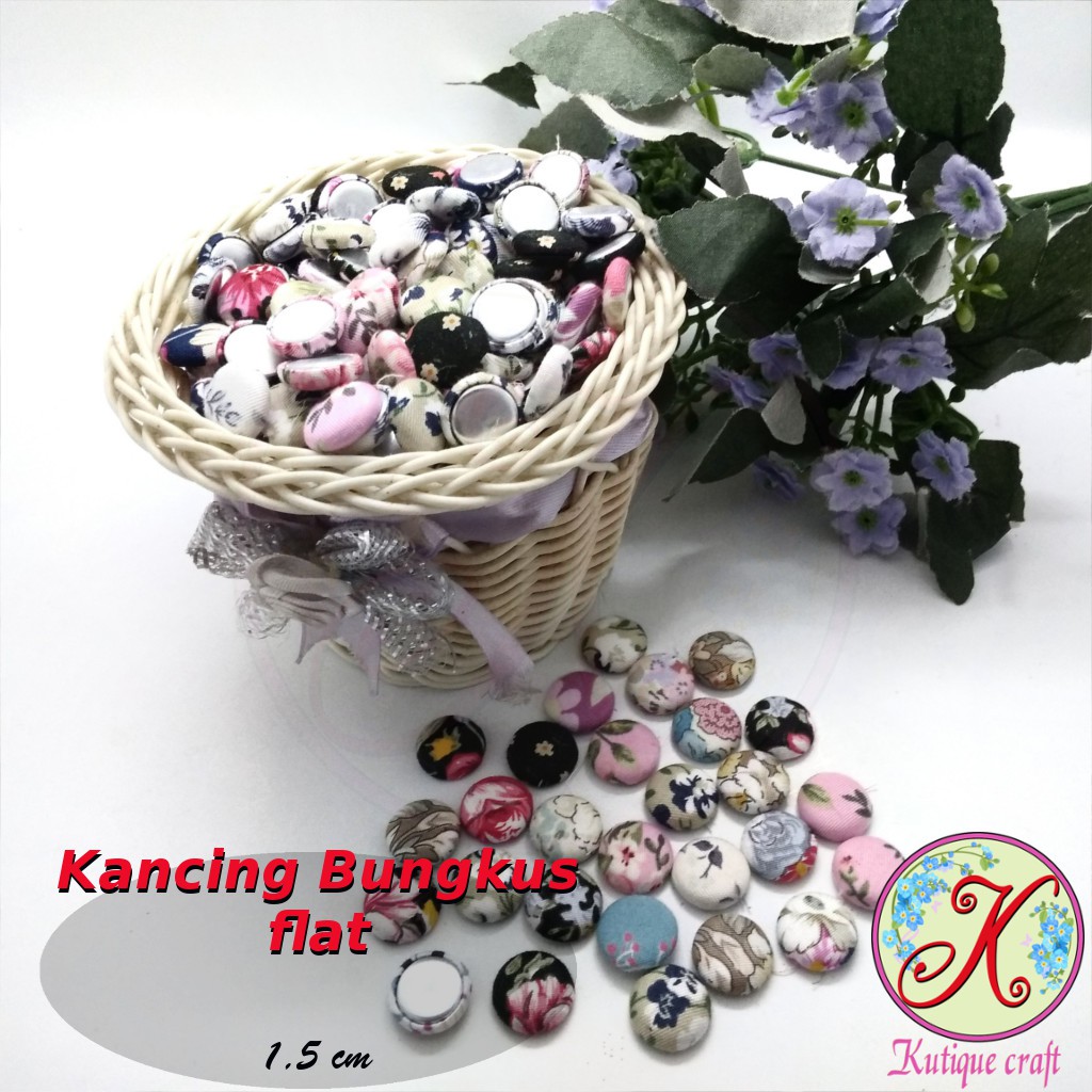 Kancing Bungkus Flat 1,5cm Motif per 100 pcs