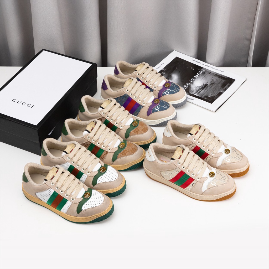 Gucci sneakers distressed vintage dirty shoes GLOGO couple sneakers