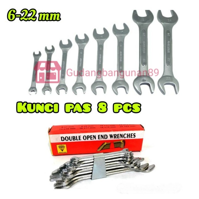 DIAMOND Kunci Pas Set 6 - 22 mm 8 Pcs Dropforge Murah Open End Wrench