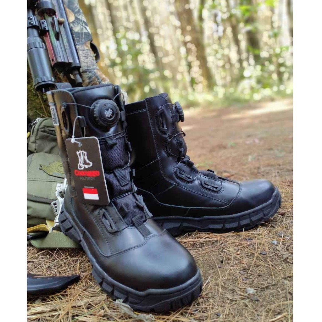 SEPATU PDL TNI POLRI TERBARU DAN TERLARIS SISTEM TALI PUTAR bahan kulit sapi asli