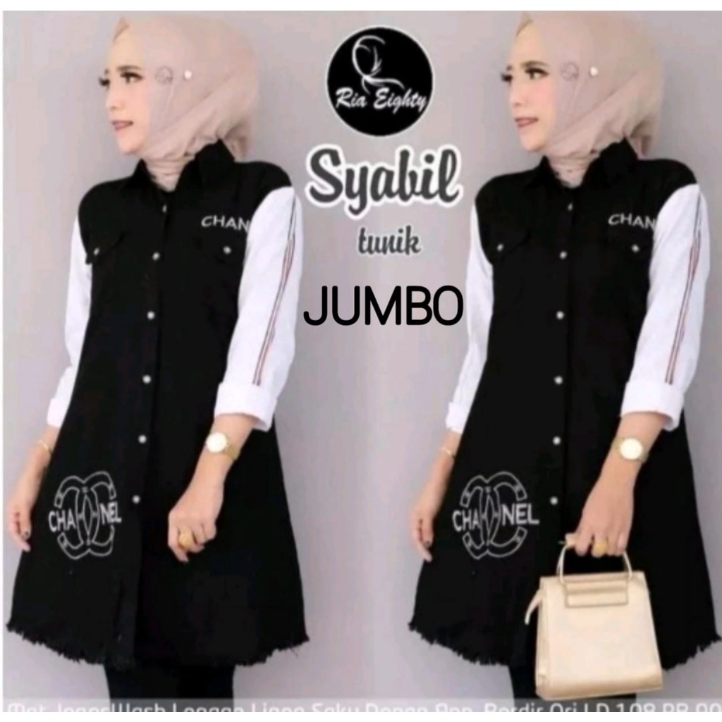 ATASAN TUNIK WANITA JEANS JUMBO 3L SAMPAI 5L/TUNIK LEVIS WANITA BERKUALITAS BAGUS