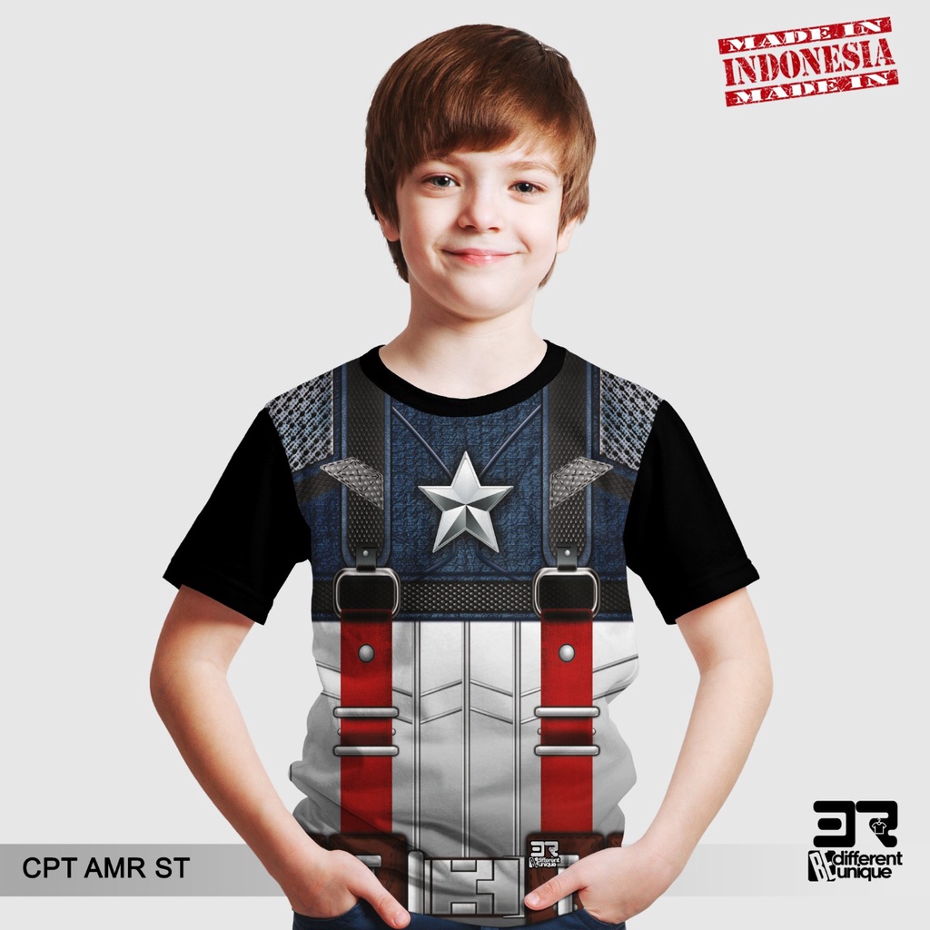 KAOS ANAK LAKI LAKI PRINT DISTRO 3R CAPTAIN AMERICA SUIT