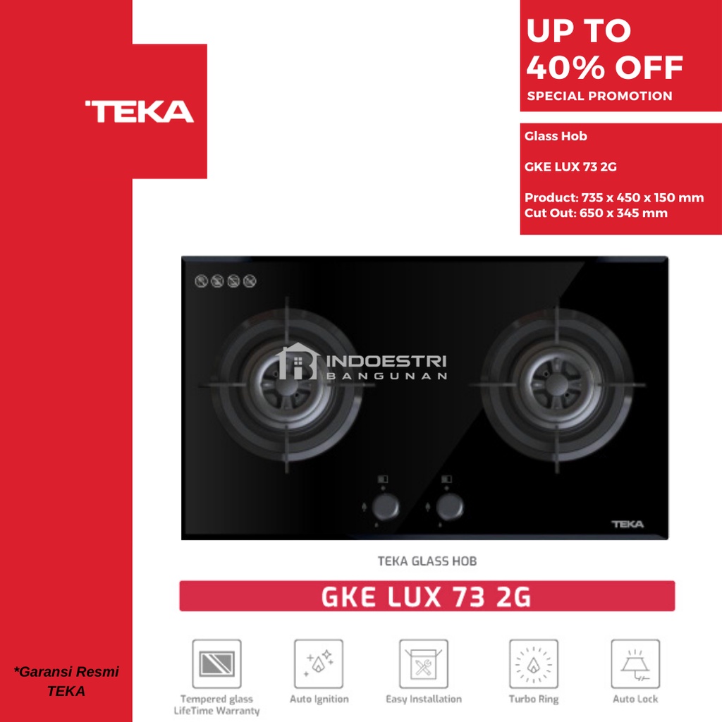 Kompor Tanam Teka 2 Tungku GKE LUX 73 2G / Kompor Gas Tanam Teka GKE LUX 2G / Teka Built In Hob (2 T