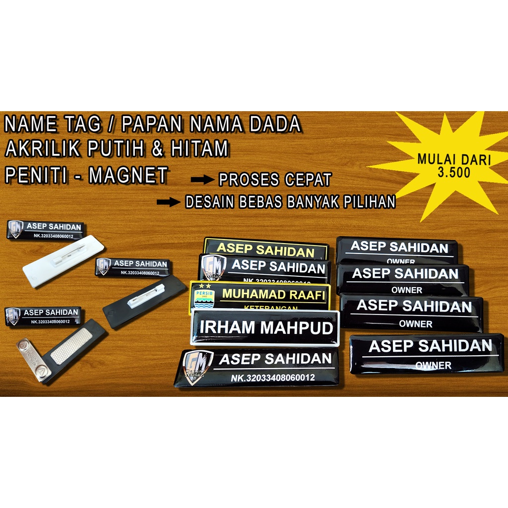 

NAME TAG / NAMA DADA / PAPAN NAMA DADA AKRILK RESIN