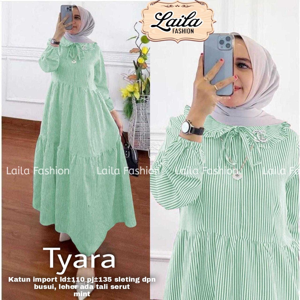 Gamis Jumbo/Dress Panjang Katun Import Motif Salur /Dress Susun Terbaru/Pakaian Muslim Wanita Termur