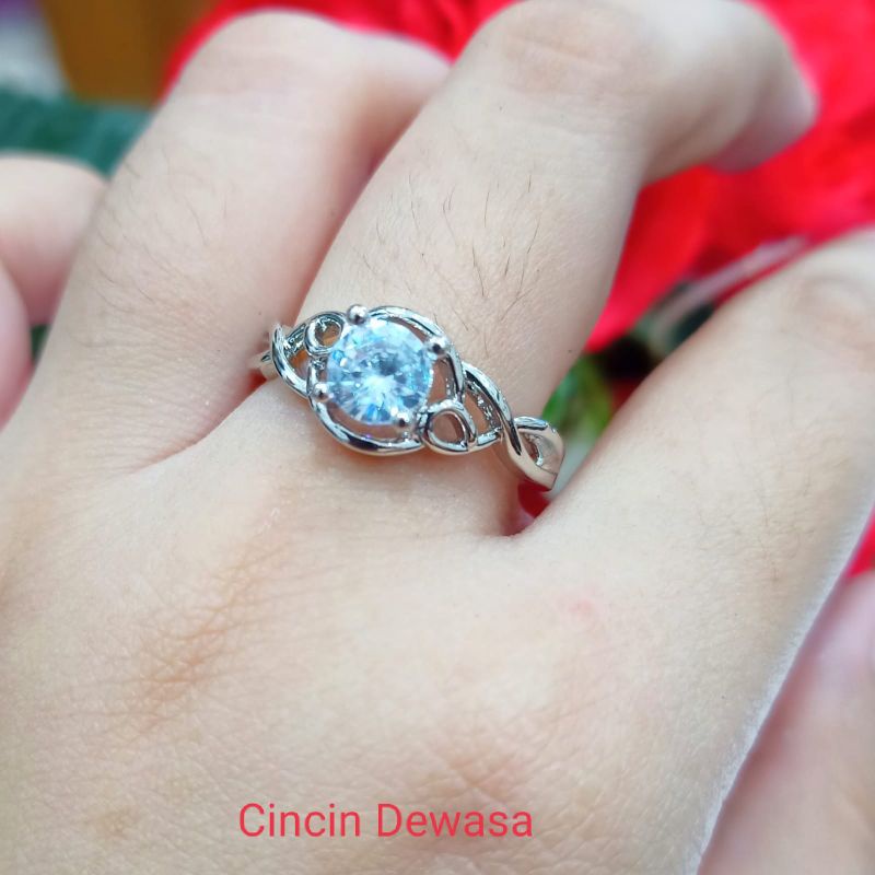 Cincin wanita dewasa lapis emas warna silver
