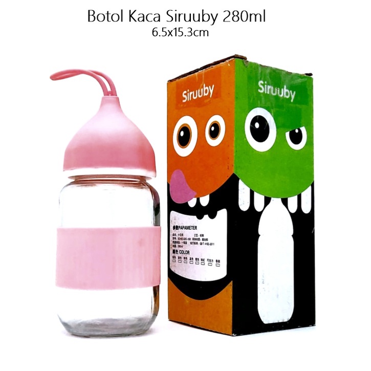 Botol Kaca Siruuby 280ml PINK